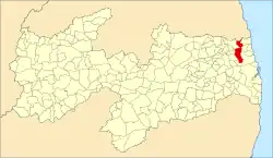 Localização de Mamanguape na Paraíba