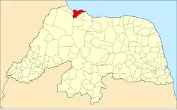 Localização de Areia Branca no Rio Grande do Norte