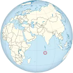 Localização do Território Britânico do Oceano Índico no mundo.