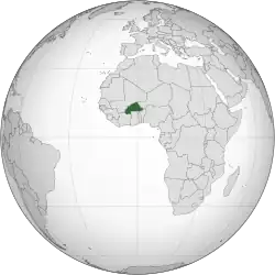 Localização do Burquina Fasso no globo