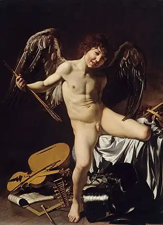 Amor Vitorioso, 156 × 113 cm, 1601-1602. Gemäldegalerie, Berlim.