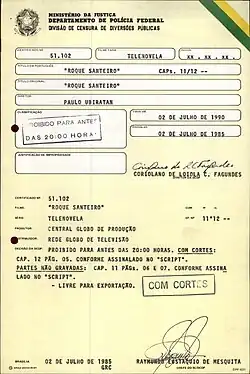 Censura do romance Roque Santeiro, 1985.