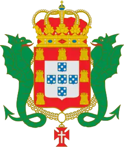 Duas serpes de verde como suportes do escudo e um colar da Ordem de Cristo. Enciclopédia Diderot, século XVIII