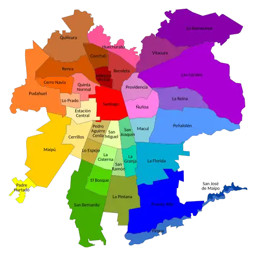 Mapa de Santiago y sus comunas