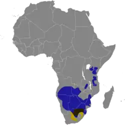 Distribuição das espécies de gnu
&nbsp;&nbsp;&nbsp;&nbsp;&nbsp;Gnu-de-cauda-branca&nbsp;&nbsp;&nbsp;&nbsp;&nbsp;Gnu-de-cauda-preta&nbsp;&nbsp;&nbsp;&nbsp;&nbsp;Sobreposição entre as espécies