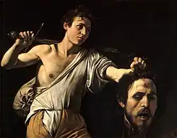Davi com a cabeça de Golias. Pintura sobre painel, Caravaggio, c. 1606-7.