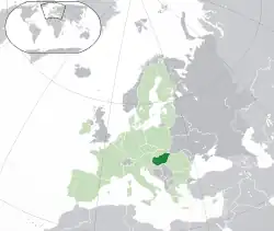 Mapa da Hungria na Europa
