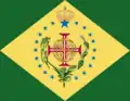 Um dos primeiros esboços da bandeira do Brasil, de Jean-Baptiste Debret, cerca de 1820, provavelmente projetada para ser o estandarte do Príncipe Real do Reino Unido de Portugal, Brasil e Algarves.