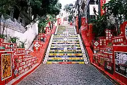 Escadaria Selarón, no bairro de Santa Tereza, Rio de Janeiro
