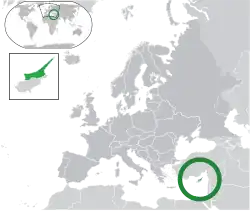 Mapa de Chipre do Norte na Europa