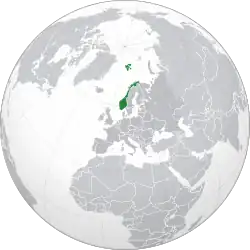 Localização da Noruega (em verde)