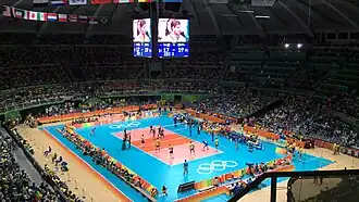 Final do torneio masculino de voleibol entre as seleções do Brasil e da Itália durante as Olimpíadas Rio 2016