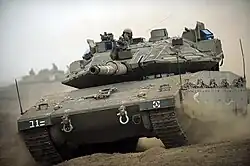 Um tanque Merkava israelense.
