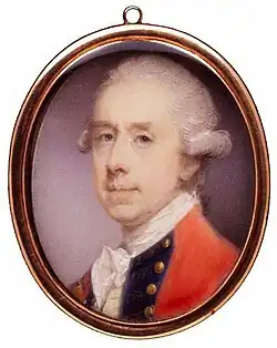 General britânico Thomas Gage, usando uma peruca branca, 1775.