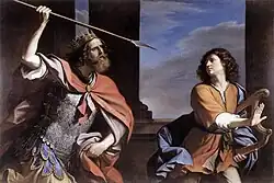 Saul atacando Davi. Óleo sobre tela, Guercino, 1646.