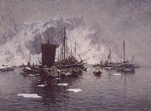 Fiskebåter ved Reine por Gunnar Berg (sem ano)