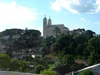 Vista parcial de Gaurama a partir da Estação Ferroviária. Ao fundo a Igreja Matriz São Luís Gonzaga.