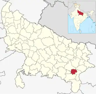 Localização de Varanasi no Uttar Pradesh