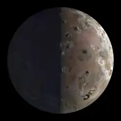 Io, fotografada pelo instrumento JunoCam durante o sobrevoo da Juno(30 de dezembro de 2023)