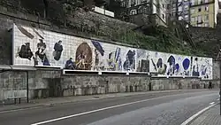 Júlio Resende, Painel da Ribeira Negra, 1983-85, painel de azulejos, Porto