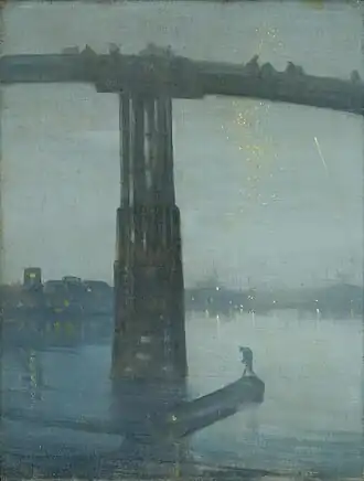 Noturno em azul e dourado: a velha ponte de BatterseaWhistler, c. 1872 – 75