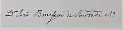 Assinatura de José Bonifácio de Andrada e Silva