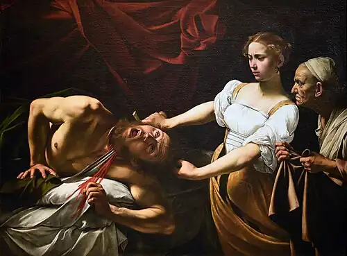 Judite decapitando Holofernes, de Caravaggio, 145 ×195 cm, 1598, Galeria Nacional de Arte Antiga (Roma).