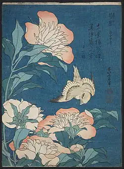 Shakuyaku kana ariKachō-e por Hokusai, c. 1834