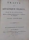 Página de rosto do Volume I do "Traité de mécanique céleste" (1799)