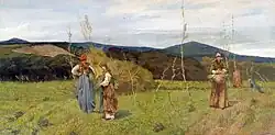 Giovanni Fattori, Três camponeses em um campo, 1866-67