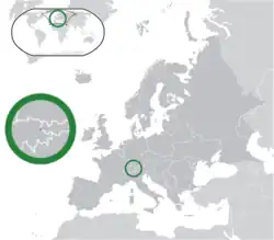Localização de Liechtenstein (em verde) na Europa (em cinza-escuro)