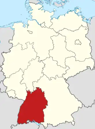 Localização de Baden-Württemberg na Alemanha