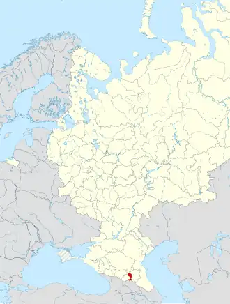 Localização da Inguxétia (em vermelho) na Rússia.