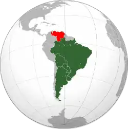 Em verde: Países membrosEm vermelho: País suspenso do bloco, Venezuela.