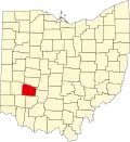 Localização do Map of Ohio highlighting Greene County