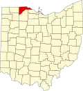 Localização do Map of Ohio highlighting Lucas County