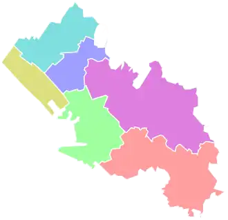 Mapa dos distritos de Chiba