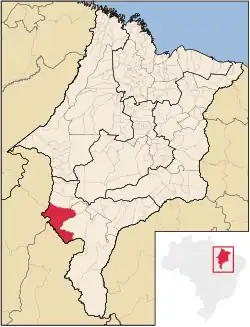 Localização de Carolina no Maranhão