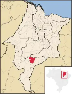 Localização de São Raimundo das Mangabeiras no Maranhão