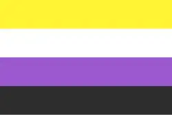 contém cores roxa, branca, amarela e preta