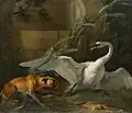 Cisne atacado por um cachorro(Jean-Baptiste Oudry, 1745)