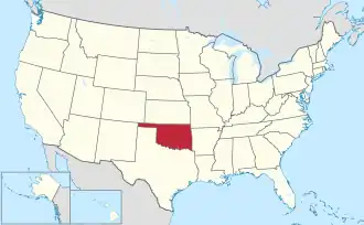 Localização de Oklahoma nos Estados Unidos