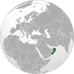 Localização de Omã na Península Arábica