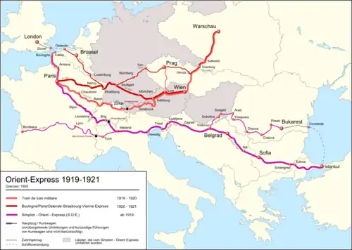 Mapa da rota via Simplon (na cor magenta)