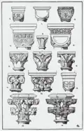 Diferentes tipos de capitel medieval.