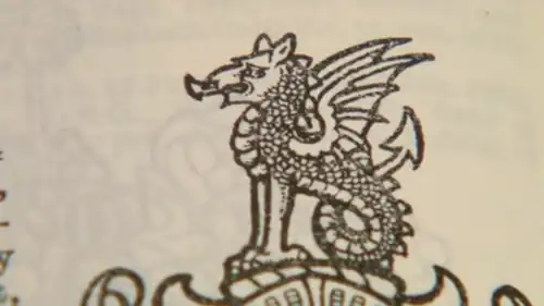 Detalhe da serpe no topo do brasão de Palmer.