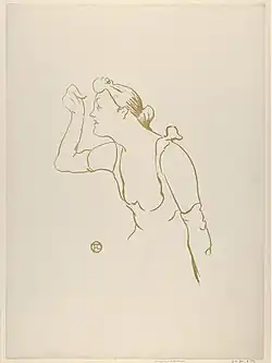 Paula Brébion (da série Le Café Concert) Litografia de pincel impressa em verde-oliva claro em papel trançado, 1893 Metropolitan Museum of Art