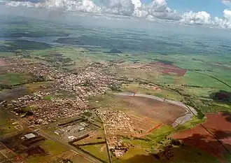 Vista de Pederneiras de um voo de Asa Delta