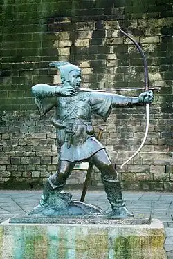 The Robin Hood Memorial, em Nottingham, junto ao castelo