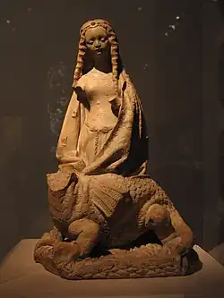 Santa Margarida e o Dragão, alabastro, com traços de dourado, Toulouse, c. 1475, Metropolitan Museum of Art